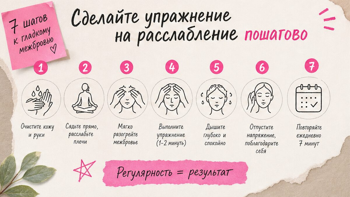 Схема шагов: Пройдите тест на зажим межбровья