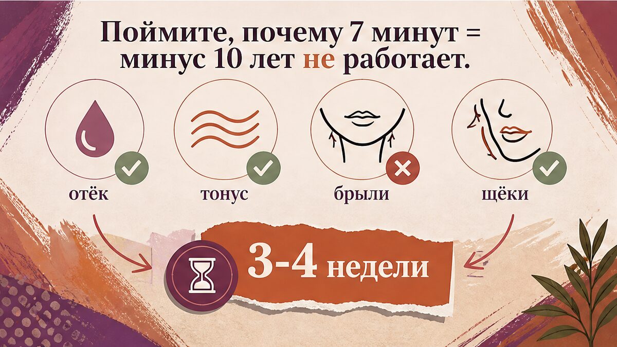 Инфографика: честные ожидания от гимнастики лица — щёки да, брыли нет